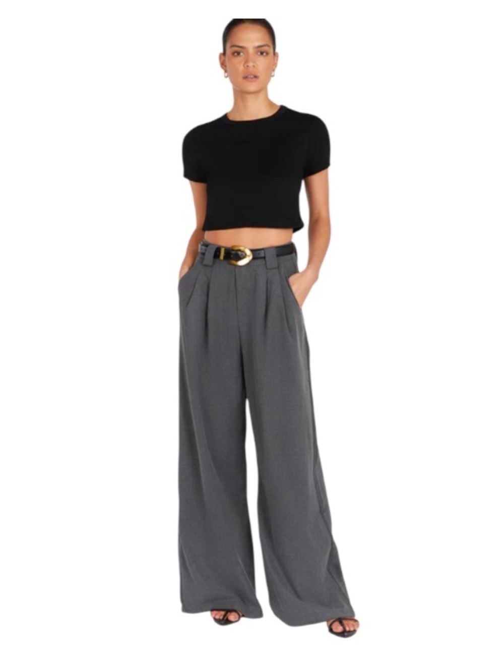 DISSH Harley Charcoal Wool Blend Pants Wide Leg Trouser Pant